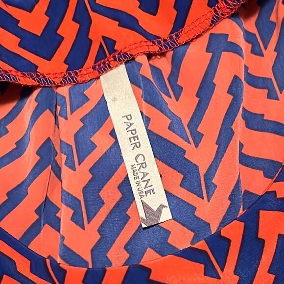 Anthropologie Paper Crane Women's Red Chevron Sleeveless Peplum Blouse - Picture 9 of 9